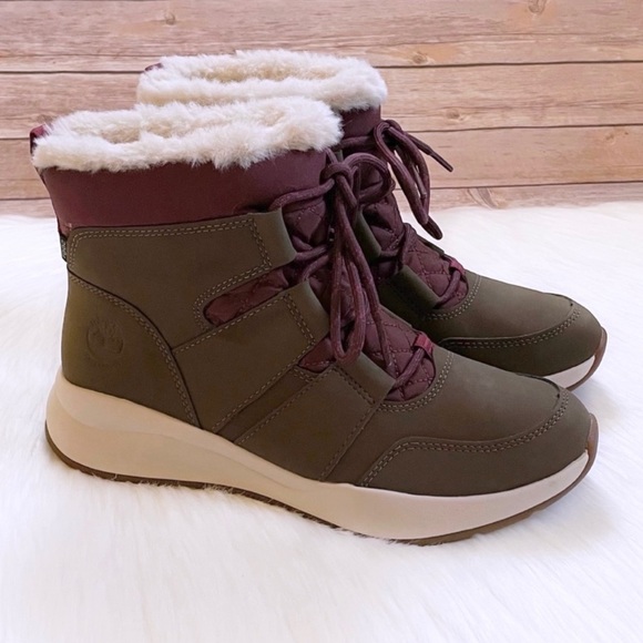 🆕 Timberland Women’s Boroughs Project Olive Waterproof Winter Pull On Boots - Picture 3 of 7